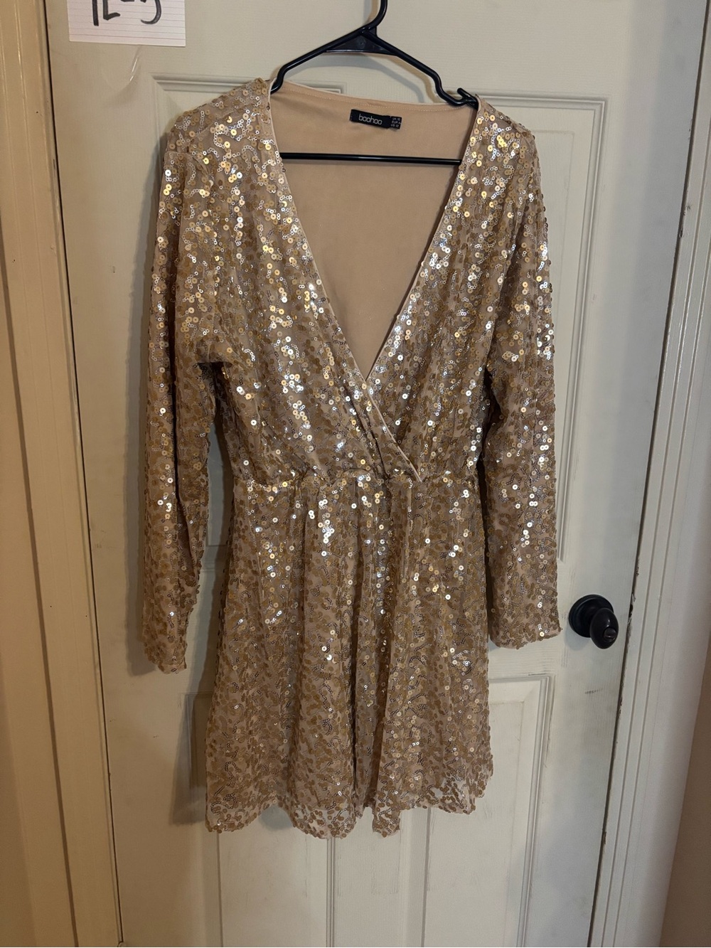 Boohoo gold sequin mini dress 12